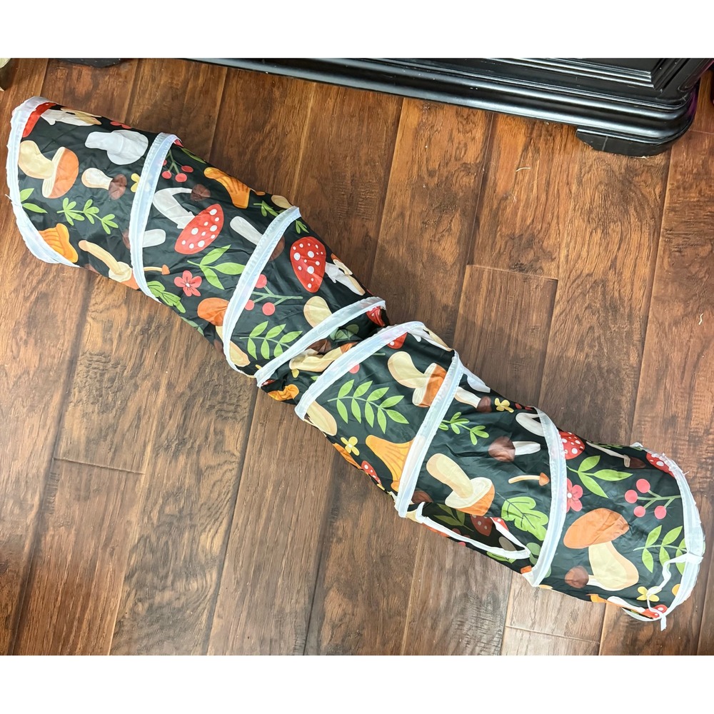 Mushroom Print Fold Peekaboo Pet Play Tunnel Woodland Botanical Cat/Rabbit Toy